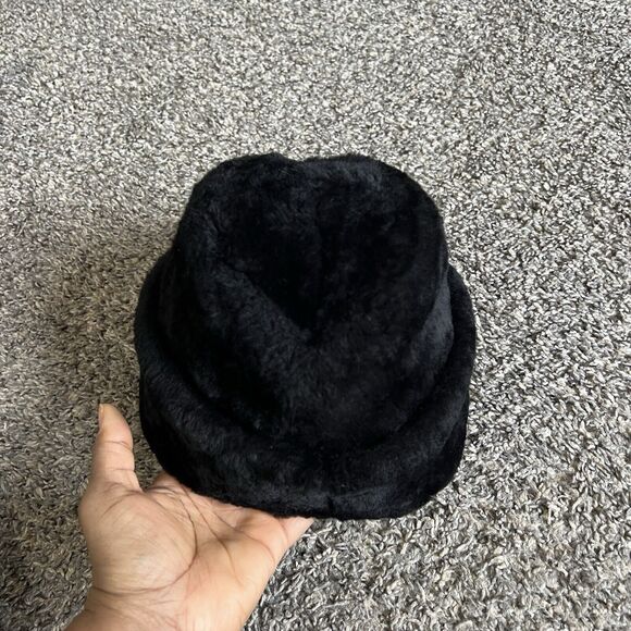 Vintage Stetson Black Genuine Mouton Fur Hat Adult Size Medium M Union Made - Picture 6 of 11